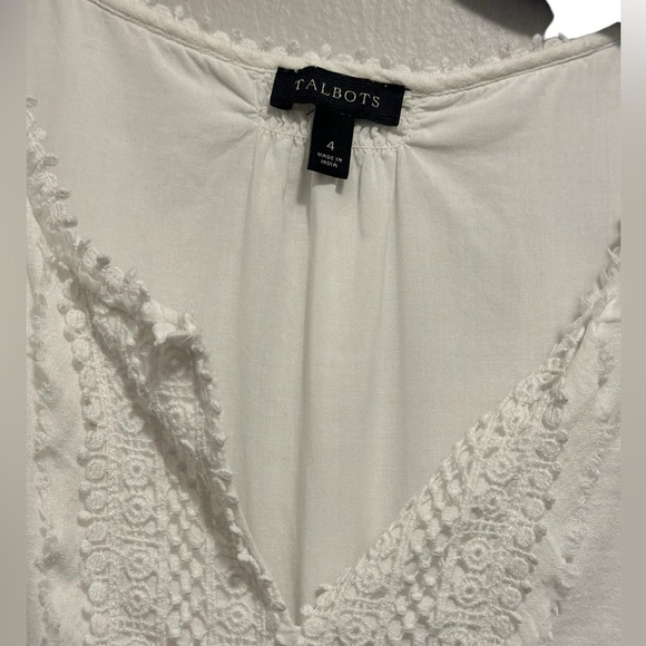 TALBOTS WHITE FULLY LINED COTTON 100% EYELET SLEEVELESS DRESS SIZE 4 - Picture 2 of 16